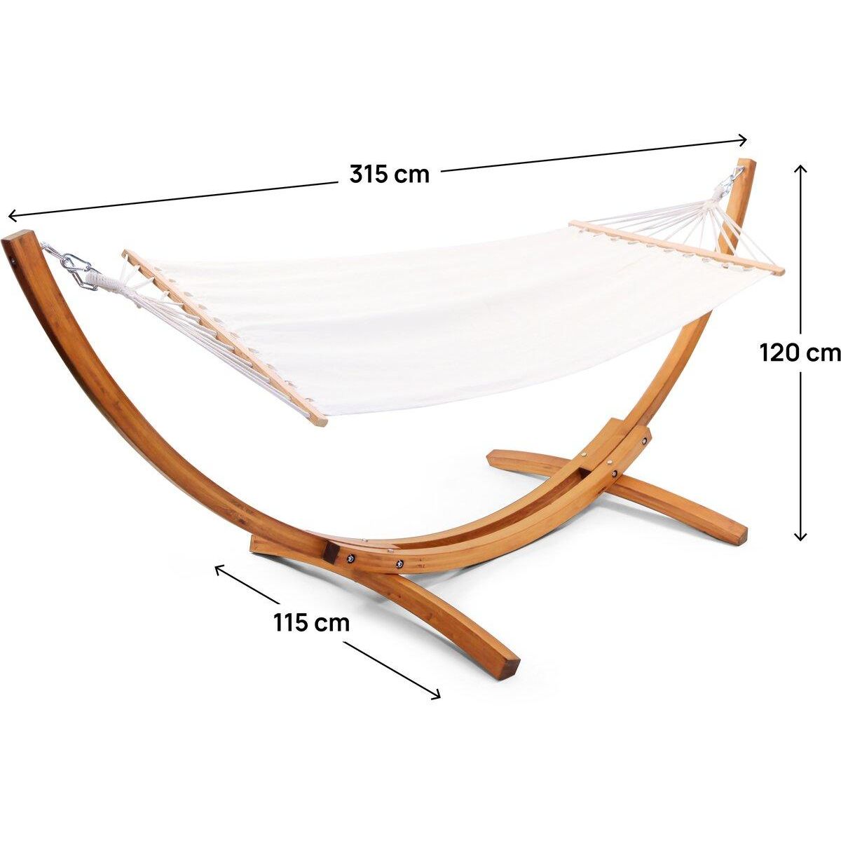 Habitat et Jardin Hamac bois avec toile en coton  Dallas  - 3 m - Ecru