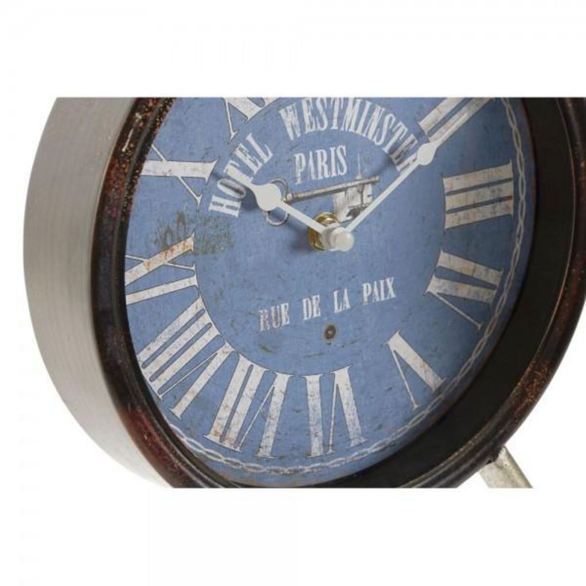 AAAAA Horloge de table DKD Home Decor Bleu Noir Multicouleur Métal Verre Vintage 20,5 x 5 x 24 cm (2 Unités)