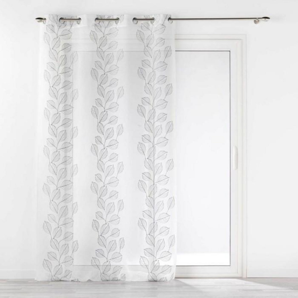 Paris Prix Rideau Voilage à Œillets  Brodé Edenia  140x240cm Gris