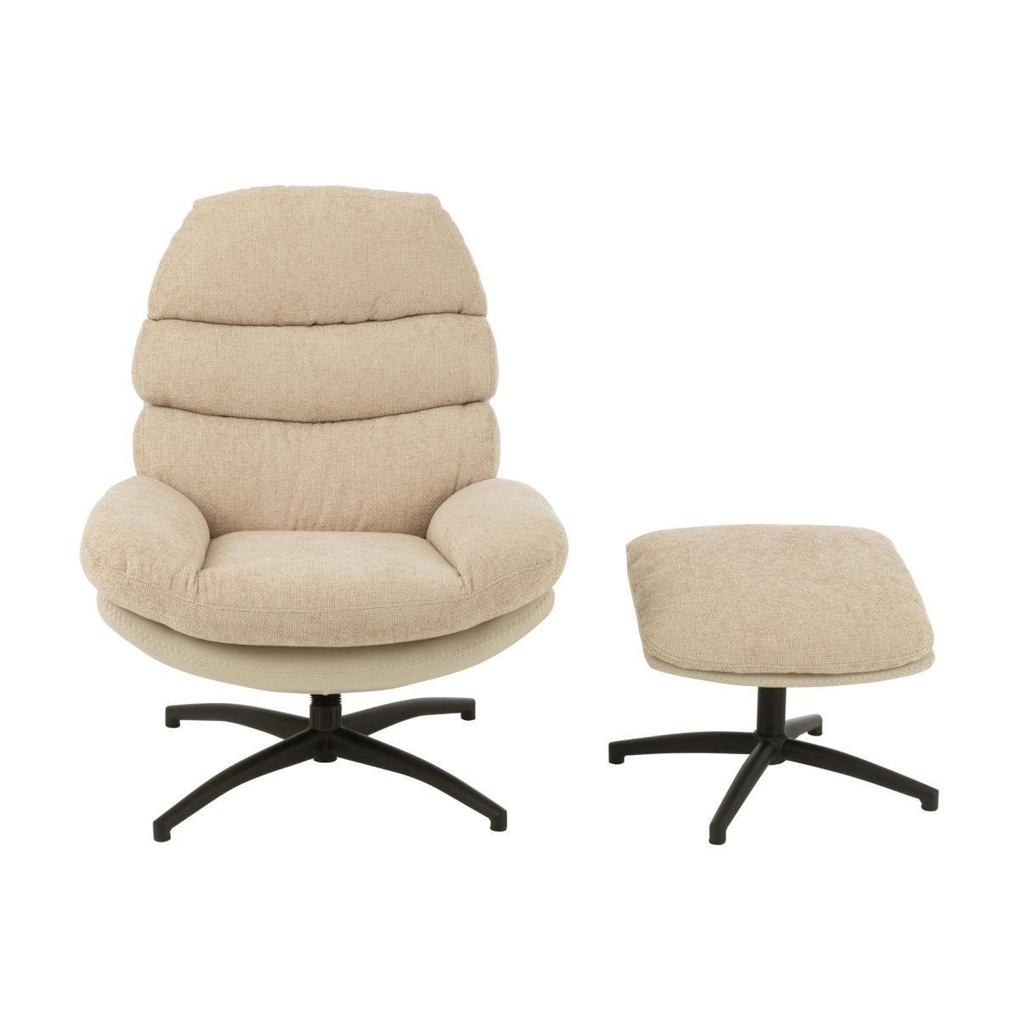 Voir la diapositive 2 : J-LINE Fauteuil relax & repose-pieds  multiplex  102cm gris