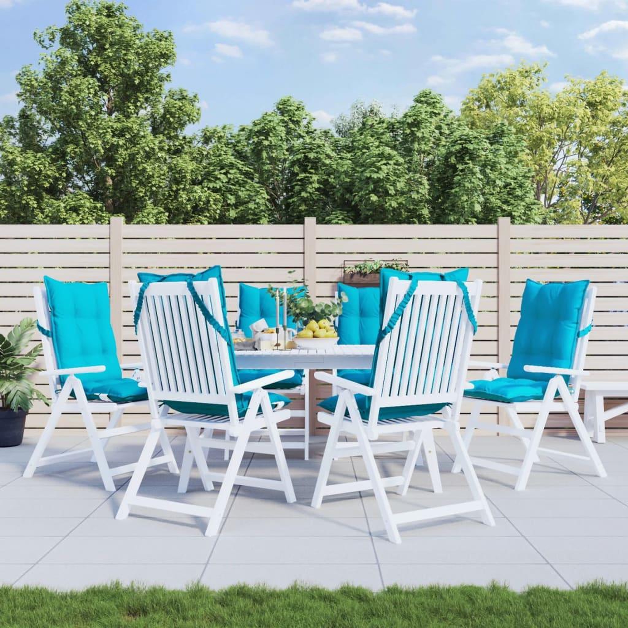 VIDAXL Coussins de chaise a dossier haut lot de 6 turquoise
