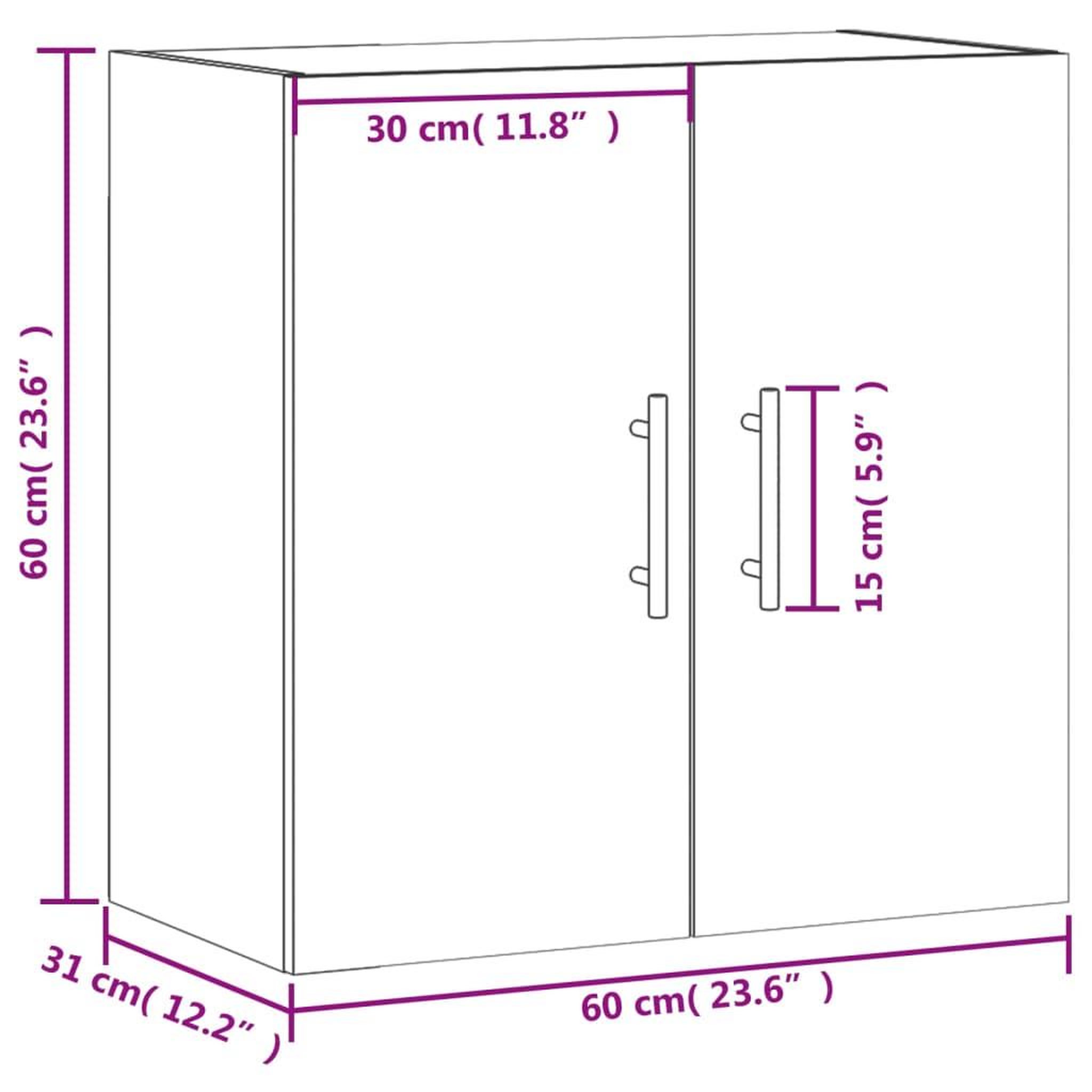 Voir la diapositive 6 : VIDAXL Armoire murale chene fume 60x31x60 cm bois d'ingenierie