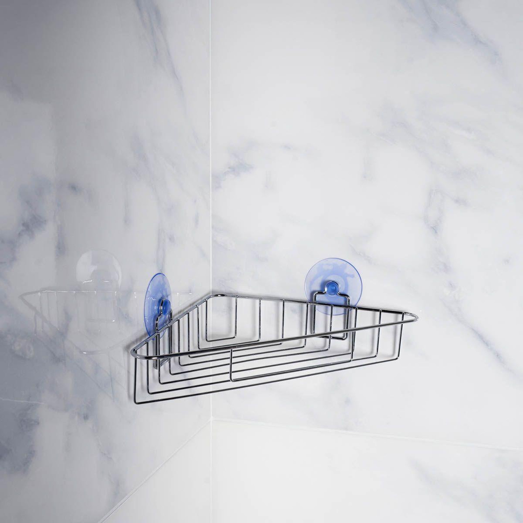 Voir la diapositive 2 : Douceur d'Intérieur Panier de douche angle ventouse  filaire basic  23cm chrome