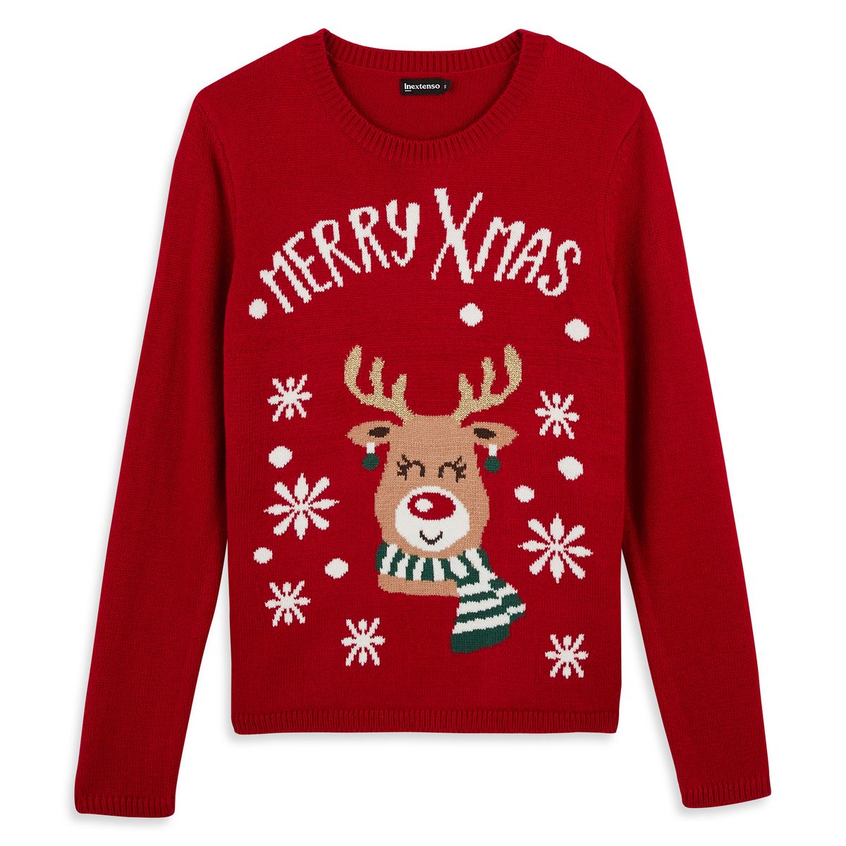 INEXTENSO Pull de noël Renne rouge femme