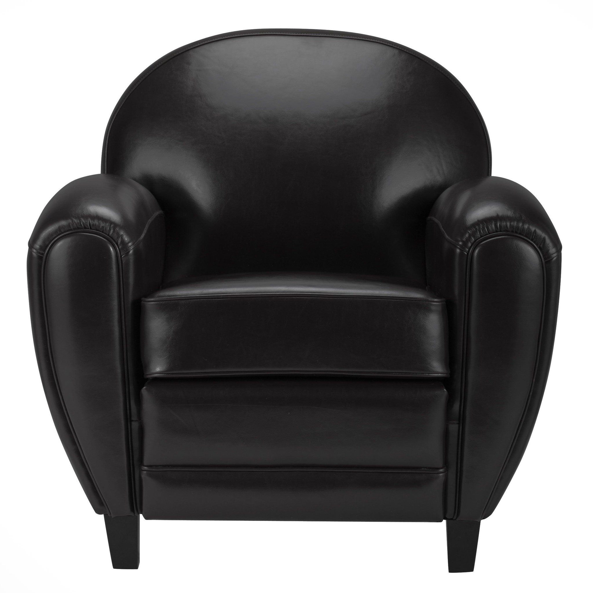 MAISON PAVANE Fauteuil noir en croute de cuir enduite-Club