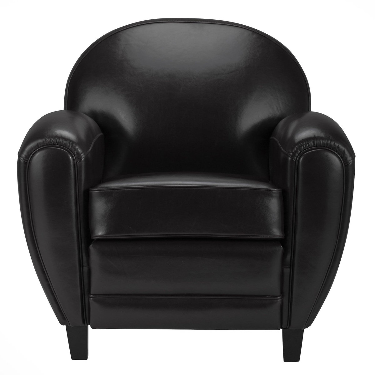 Rendez vous déco Fauteuil noir en croute de cuir enduite-Club