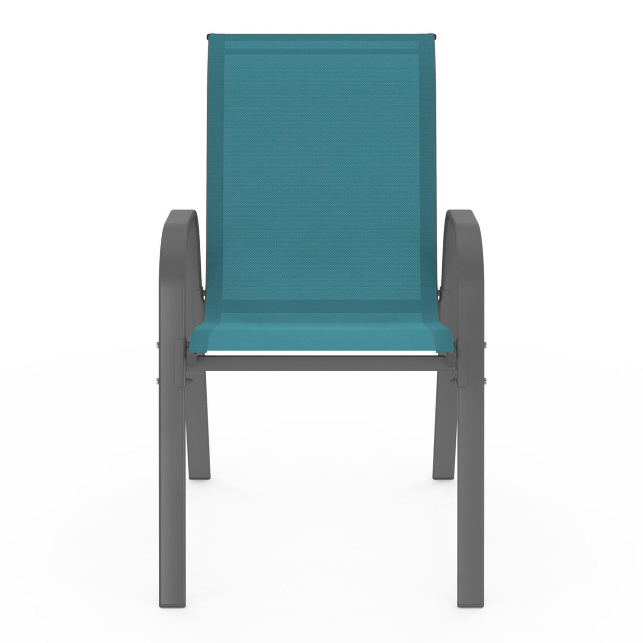 Voir la diapositive 3 : ID MARKET Lot de 6 chaises de jardin lyma métal et textilène empilables bleu canard