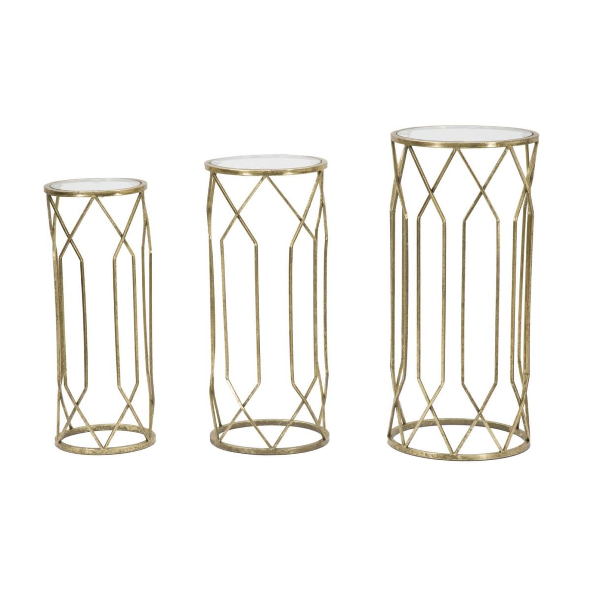 Voir la diapositive 2 : Paris Prix Lot de 3 tables d'appoint  tunis  71cm or