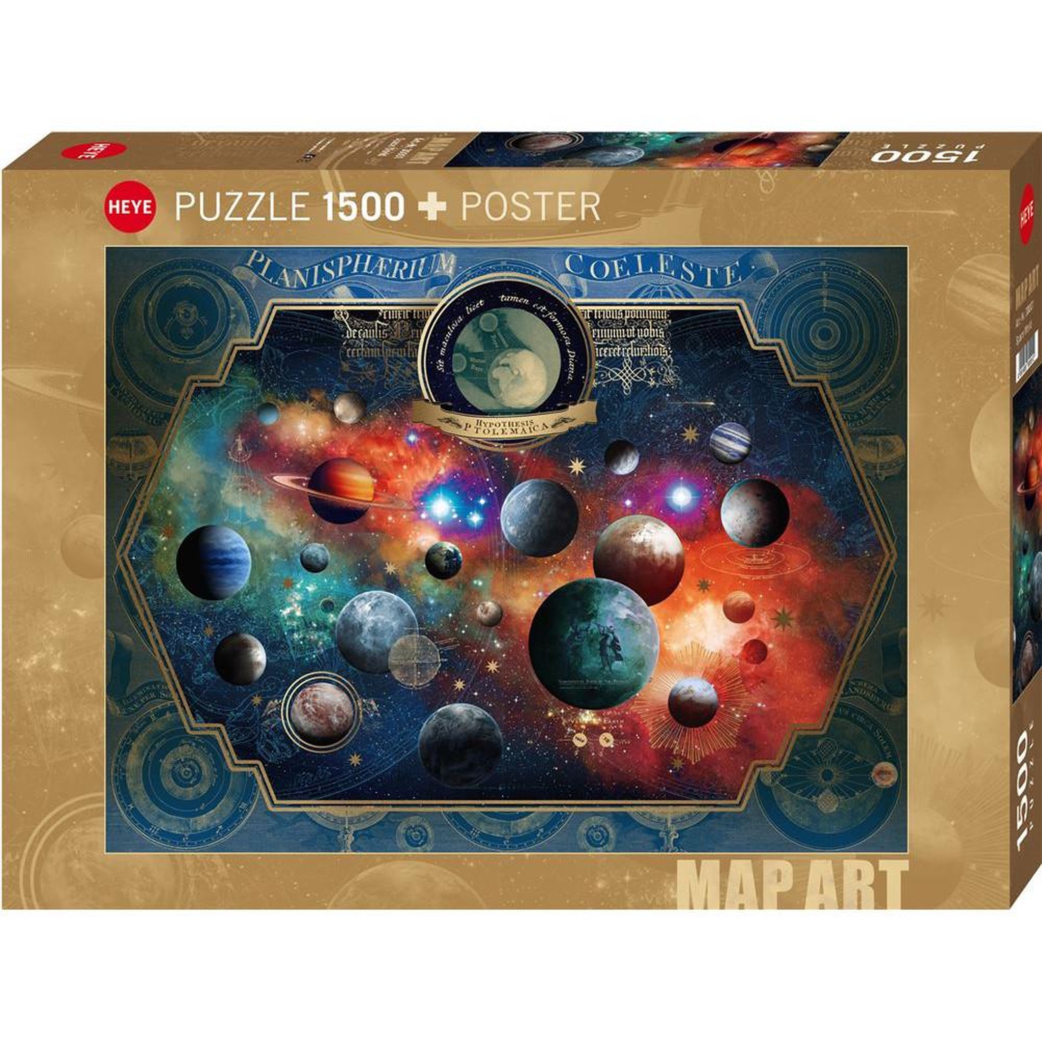 Heye Puzzle adulte 1500 pièces – Carte artistique Map Art Space World – Heye