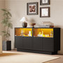 Voir la diapositive 4 : MERAX Buffet 4 porte(s) 0 tiroir(s) - 130 cm noir led panneau de particules