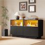Voir la diapositive 4 : MERAX Buffet 4 porte(s) 0 tiroir(s) - 130 cm noir led panneau de particules
