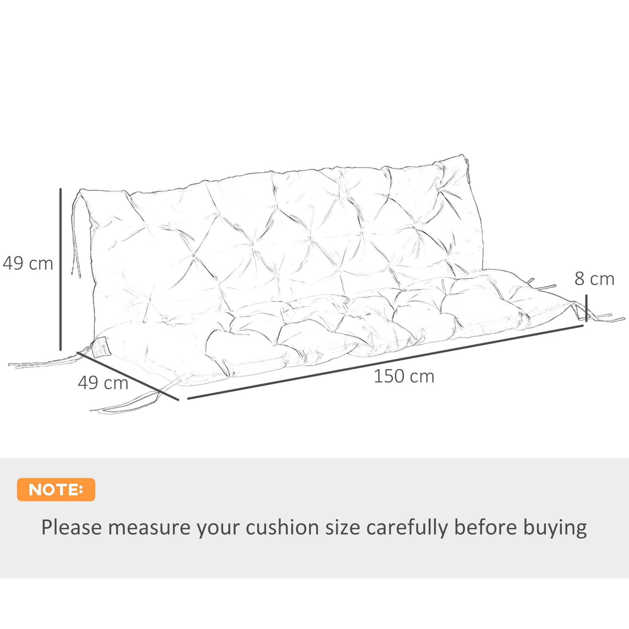 Voir la diapositive 3 : OUTSUNNY Coussin matelas assise dossier pour banc de jardin balancelle canapé 3 places grand confort 150 x 98 x 8 cm bleu