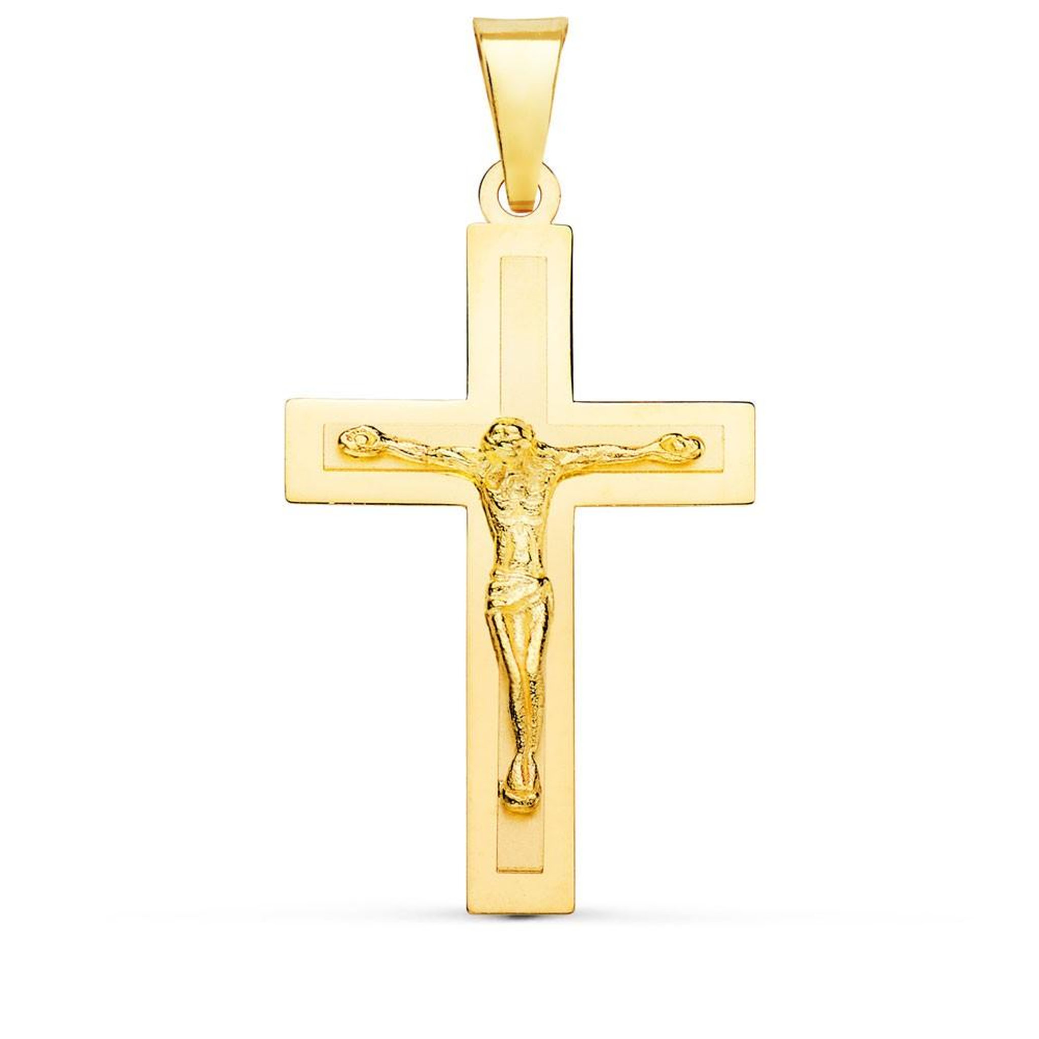 L'ATELIER D'AZUR Pendentif  - Médaille Christ sur la Croix Or 18 Carats 750/000 Jaune - Chaine Offerte