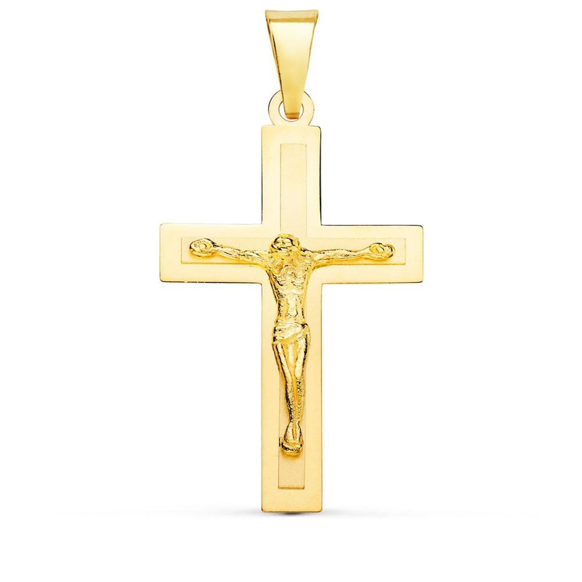 L'ATELIER D'AZUR Pendentif  - Médaille Christ sur la Croix Or 18 Carats 750/000 Jaune - Chaine Offerte