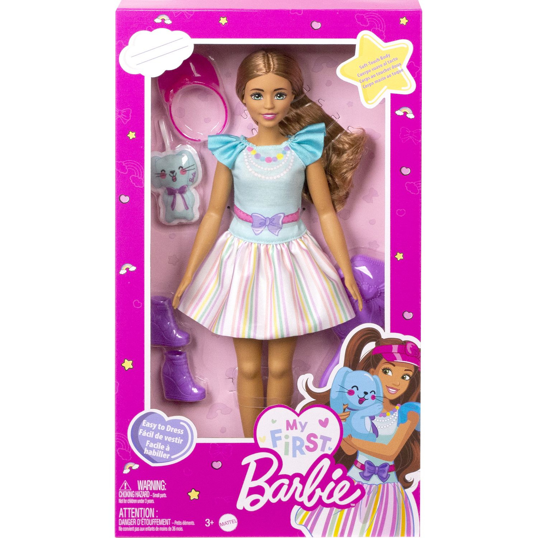Voir la diapositive 1 : BARBIE Poupée Ma première Barbie Châtain 