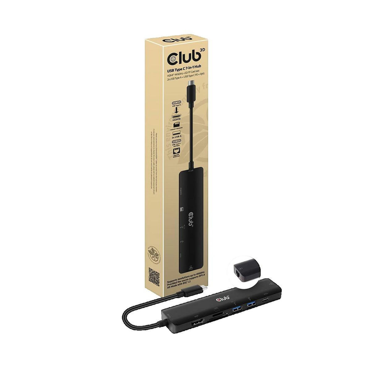 CLUB 3D Concentrateur USB Club-3d CSV-1592 7-en-1 Type-C