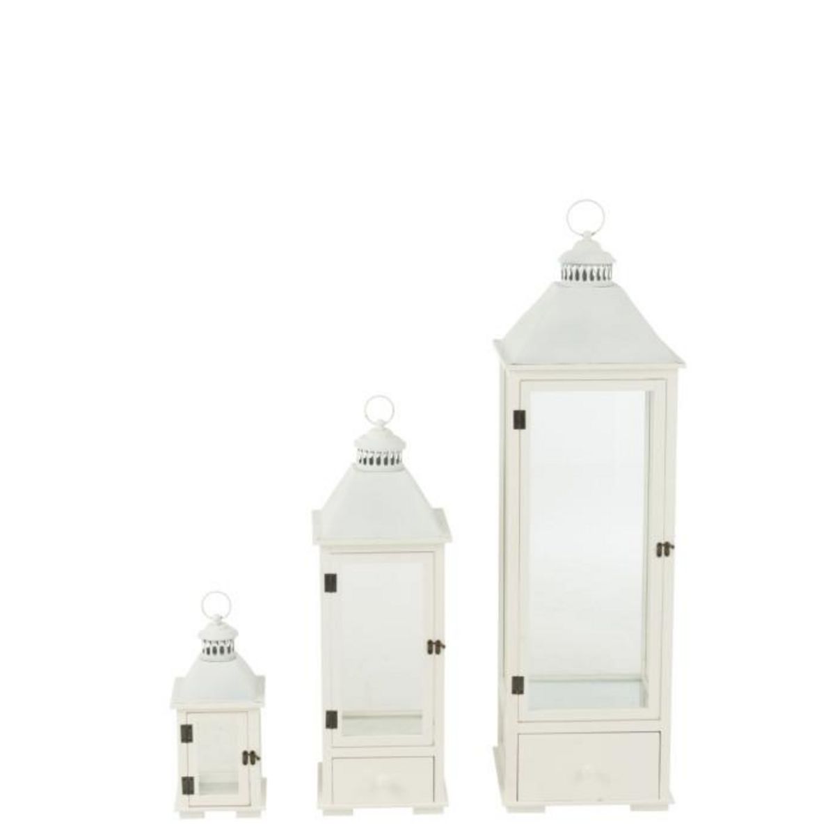 Paris Prix Lot de 3 Lanternes Tours en Bois  Cocoon  105cm Blanc