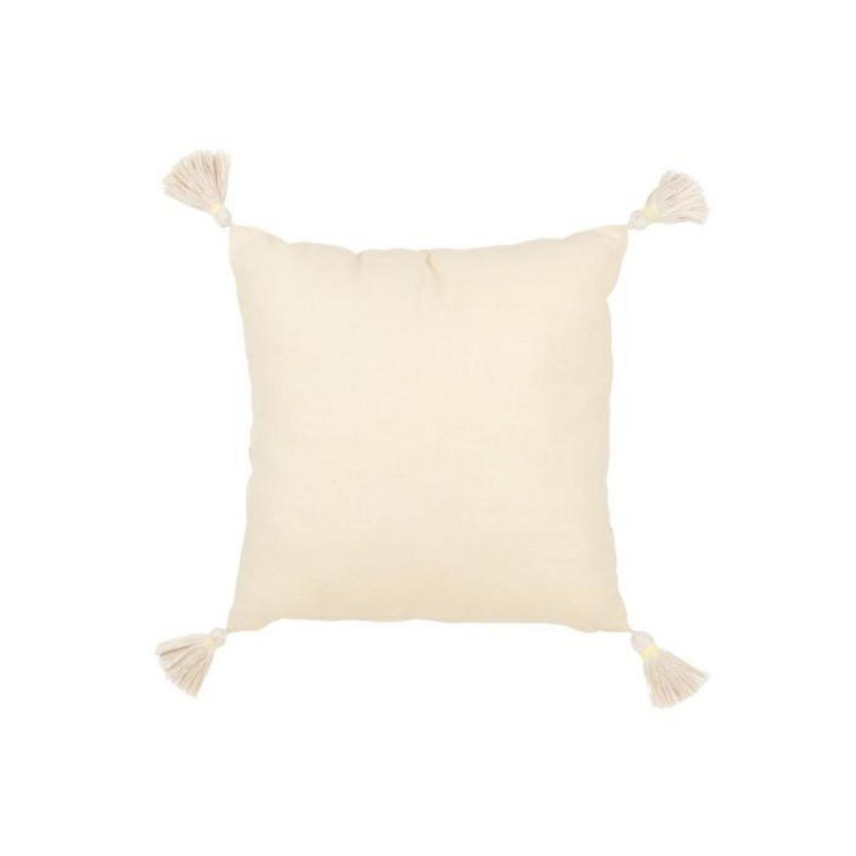 Paris Prix Coussin Déco à Pompons  Champêtre  45x45cm Jaune Clair