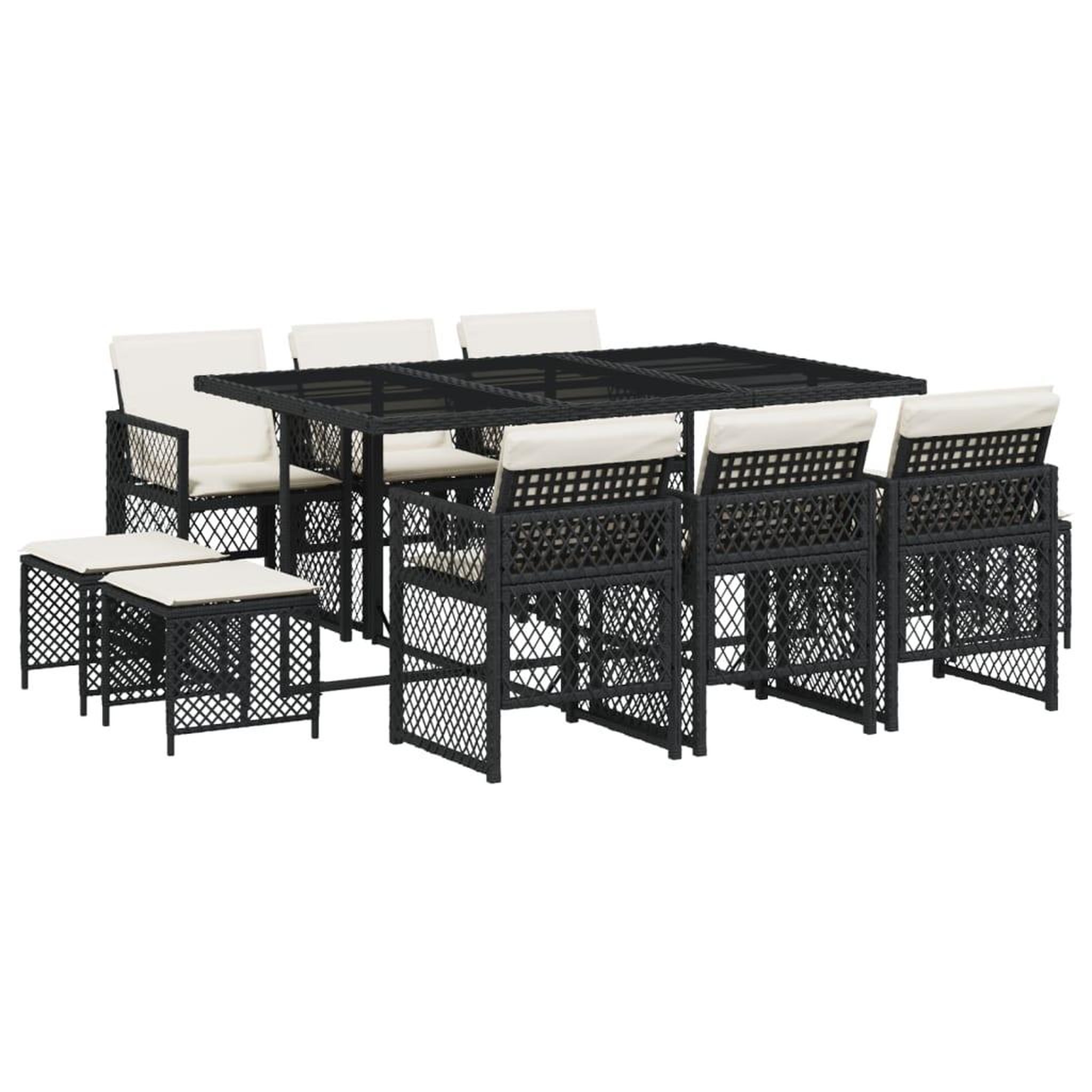 Voir la diapositive 2 : VIDAXL Ensemble a manger de jardin 11 pcs coussins noir resine tressee