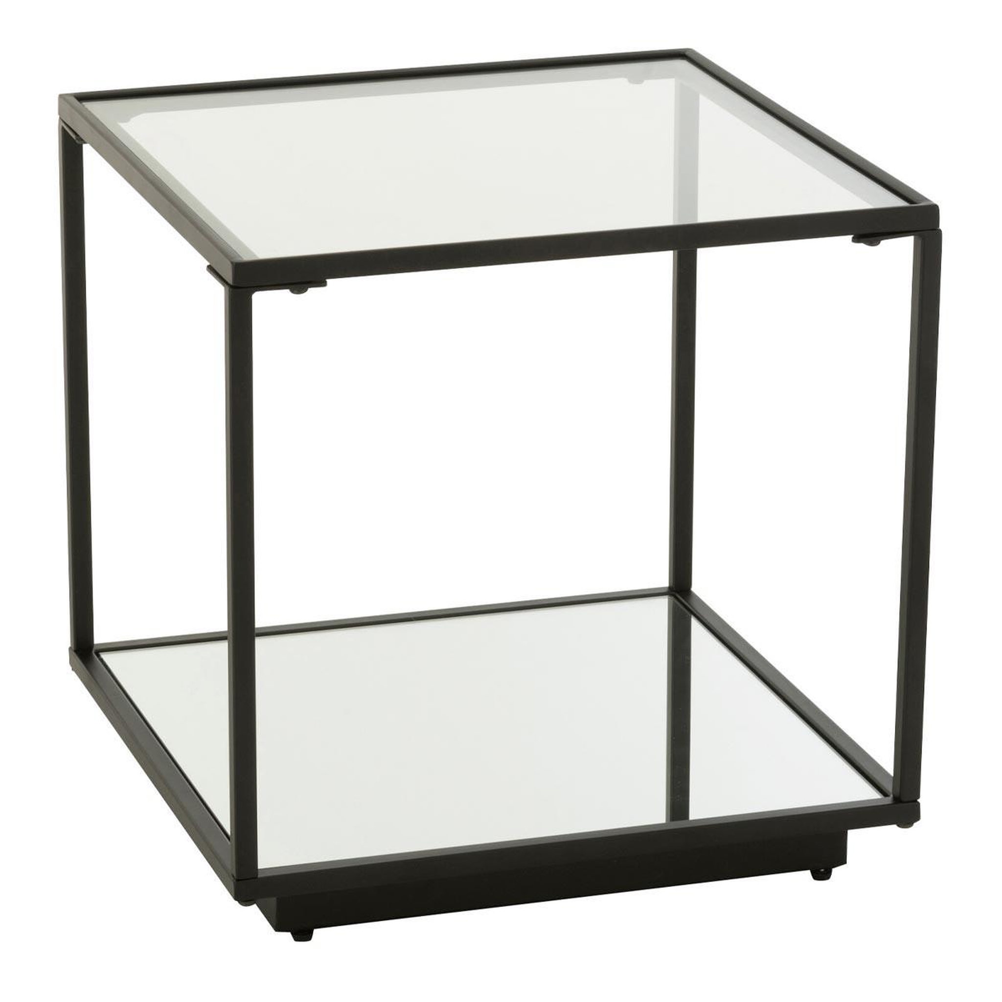 J-LINE Table d'appoint en verre  lorie  50cm noir
