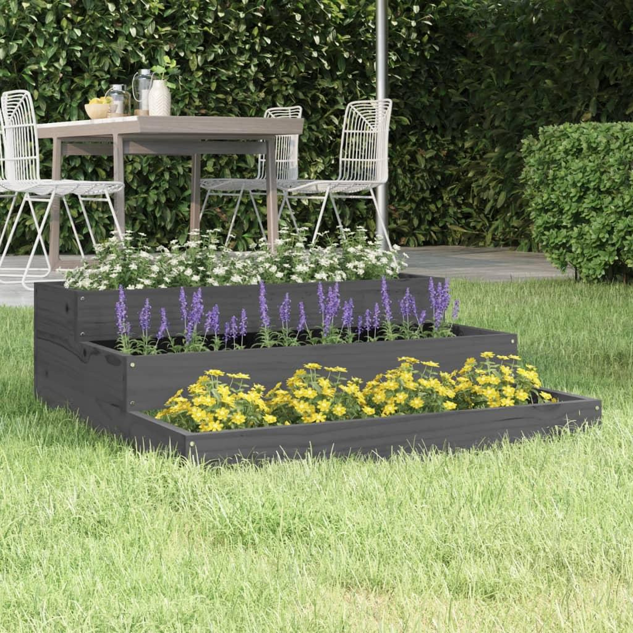Voir la diapositive 1 : VIDAXL Jardiniere Gris 78x78x27 cm Bois massif de pin
