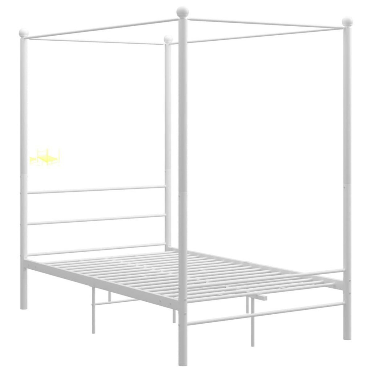 VIDAXL Cadre de lit a baldaquin sans matelas blanc 140x200 cm metal