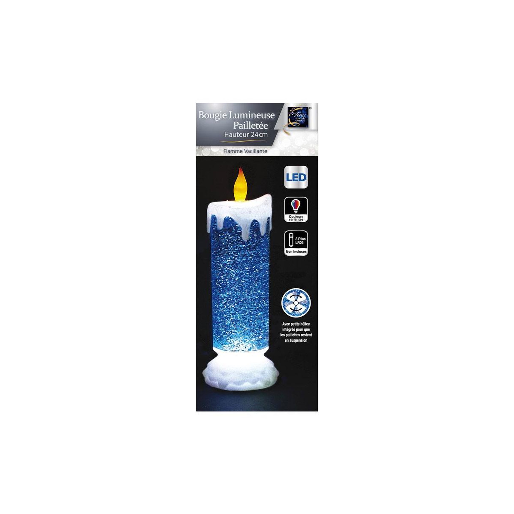 Voir la diapositive 2 : FEERIC LIGHT & CHRISTMAS Bougie Lumineuse Led  Colorama  24cm Multicolore