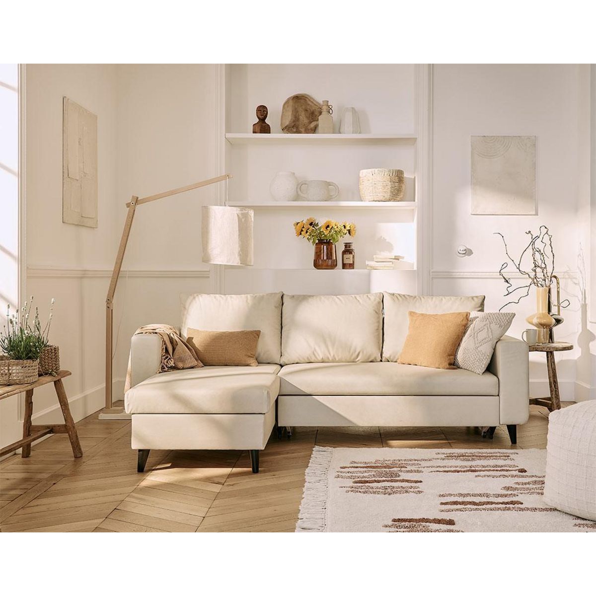 BEST MOBILIER Nordic - canapé d'angle réversible 4 places - convertible avec coffre - en simili