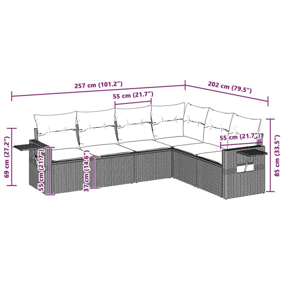 VIDAXL Salon de jardin 6 pcs avec coussins gris clair resine tressee