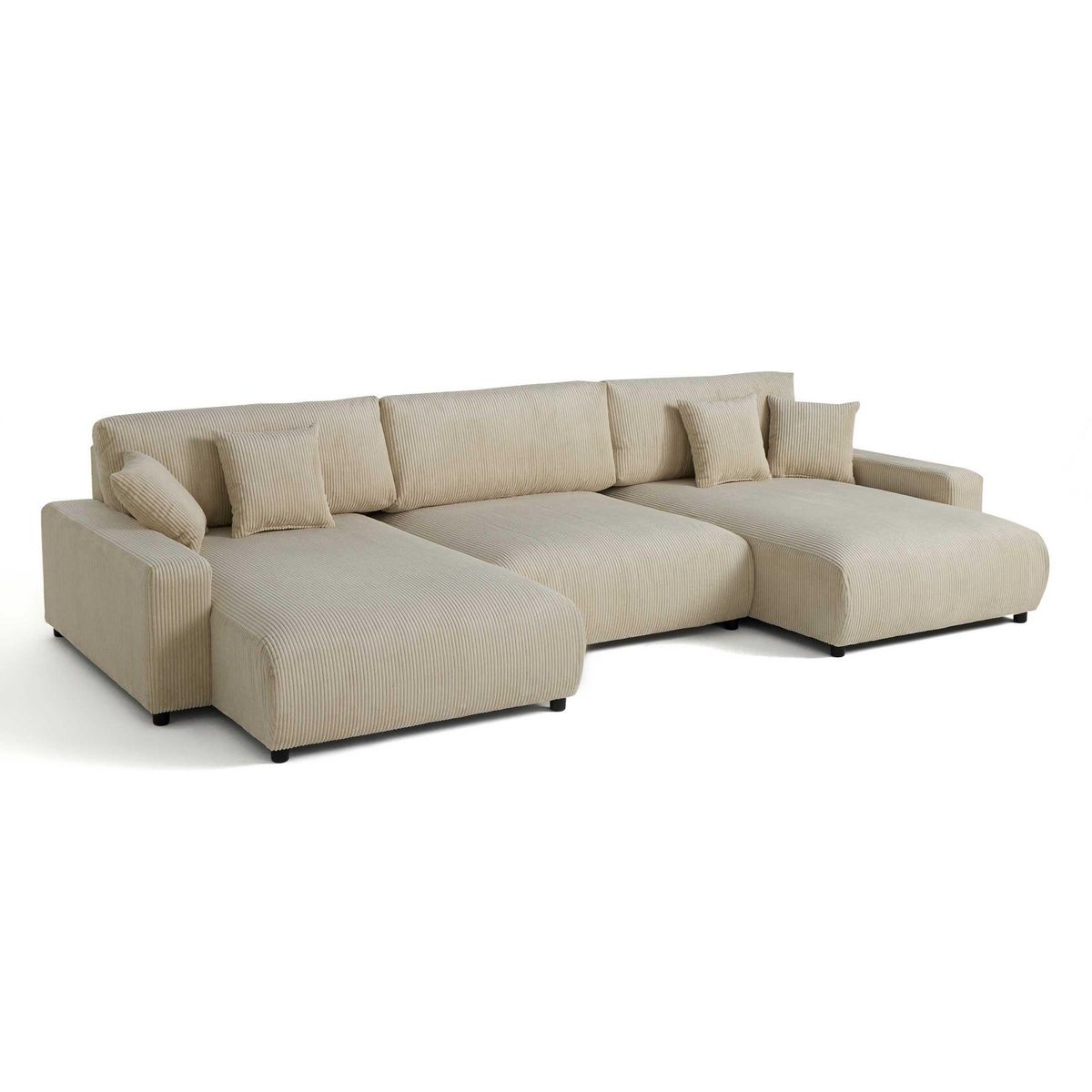 LISA DESIGN Pivoine - canapé panoramique en u - 7 places - convertible avec coffre - en velours côtelé
