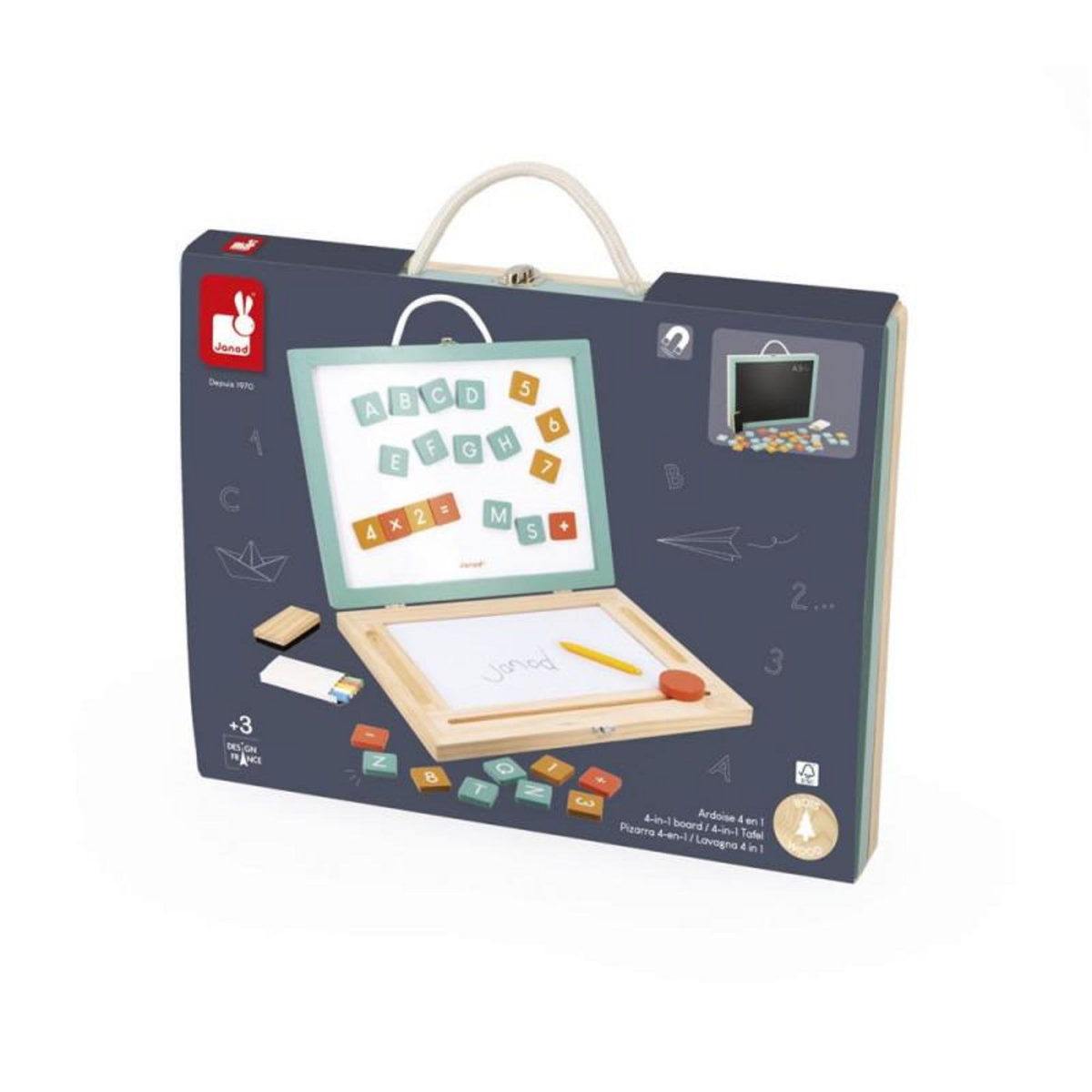 JANOD Table d activité en bois Janod Écriture Ardoise 4 en 1
