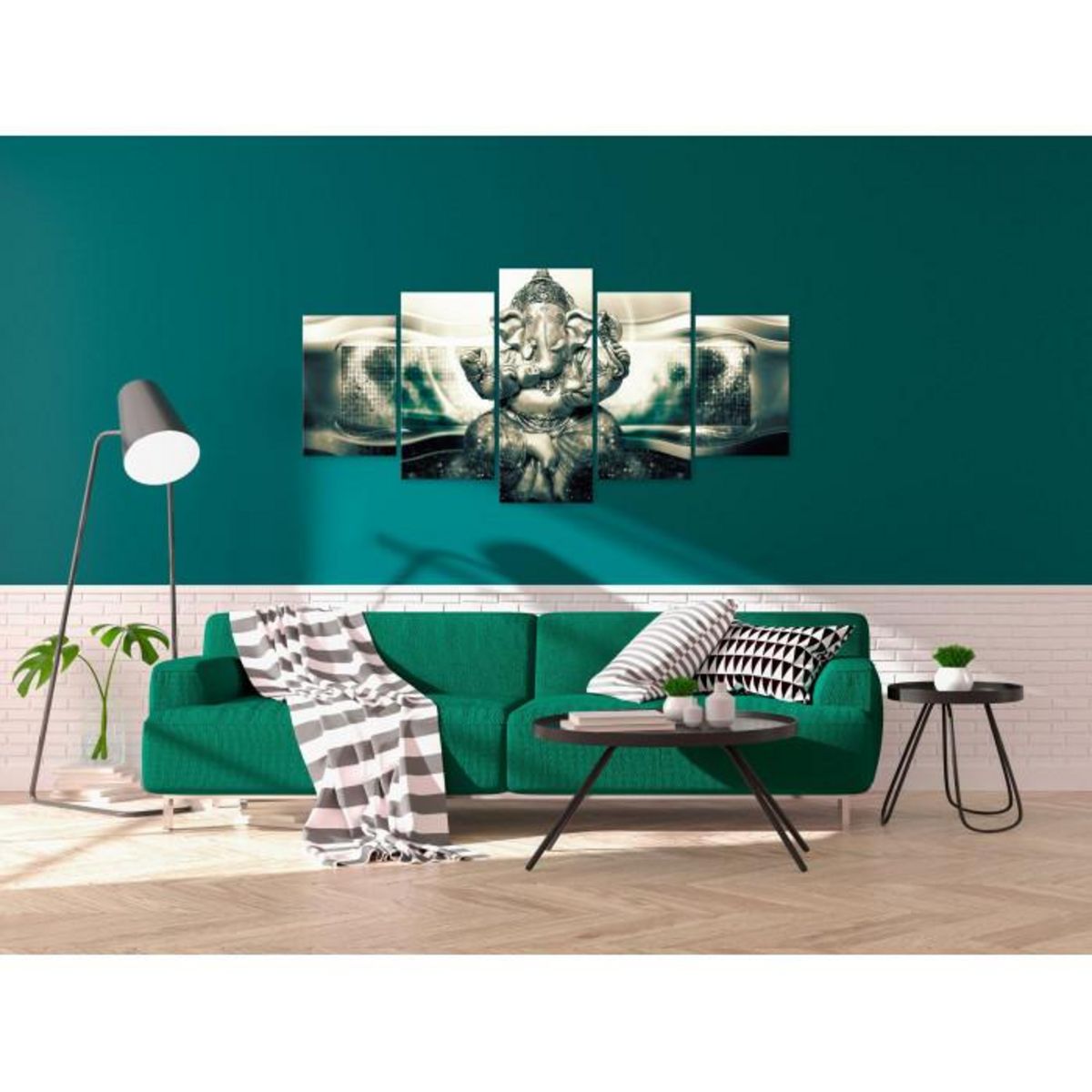 Paris Prix Tableau Imprimé 5 Panneaux  Buddha Style Green Wide