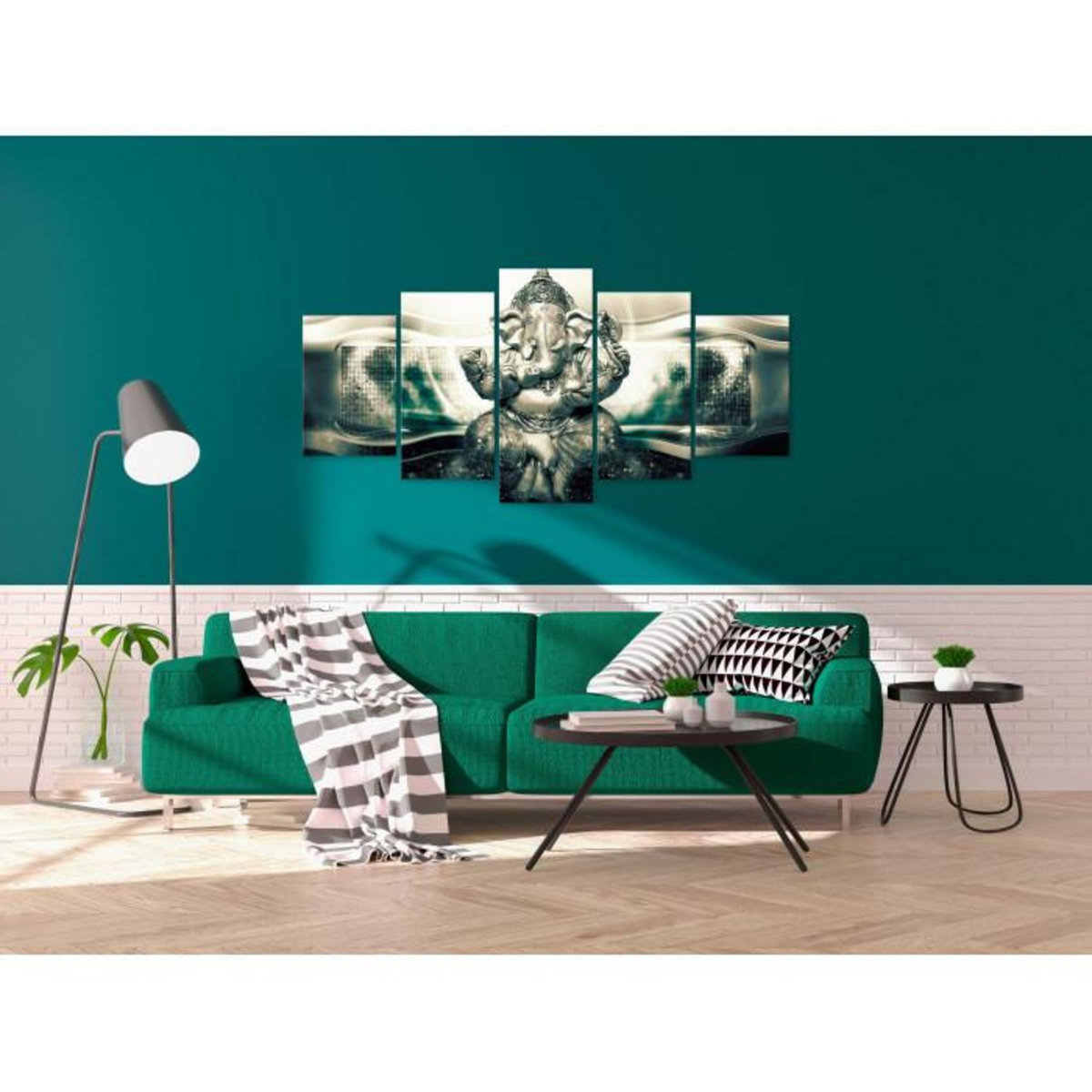Paris Prix Tableau Imprimé 5 Panneaux  Buddha Style Green Wide