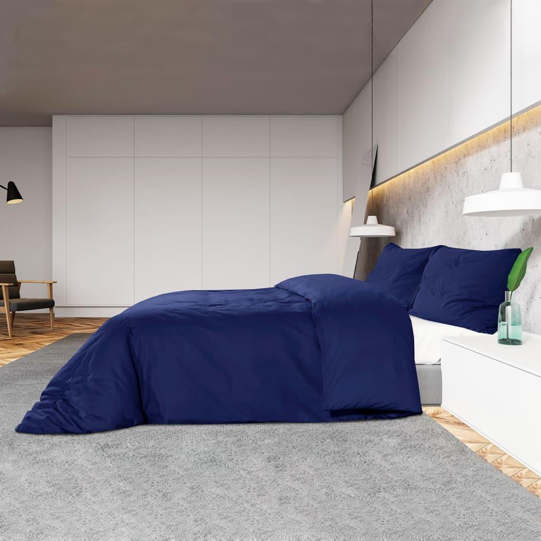 Voir la diapositive 4 : VIDAXL Ensemble de housse de couette Bleu marine 200x220 cm Microfibre