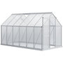 Voir la diapositive 1 : OUTSUNNY Serre de jardin aluminium polycarbonate 7,12 m² dim. 3,75L x 1,9l x 2H m lucarne réglable fondation porte coulissante