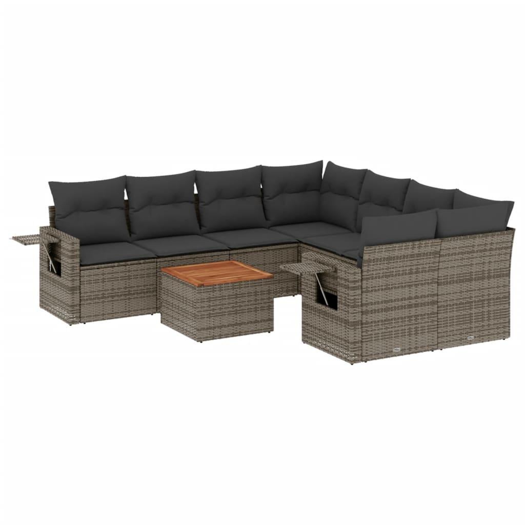 Voir la diapositive 2 : VIDAXL Salon de jardin 9 pcs avec coussins gris resine tressee