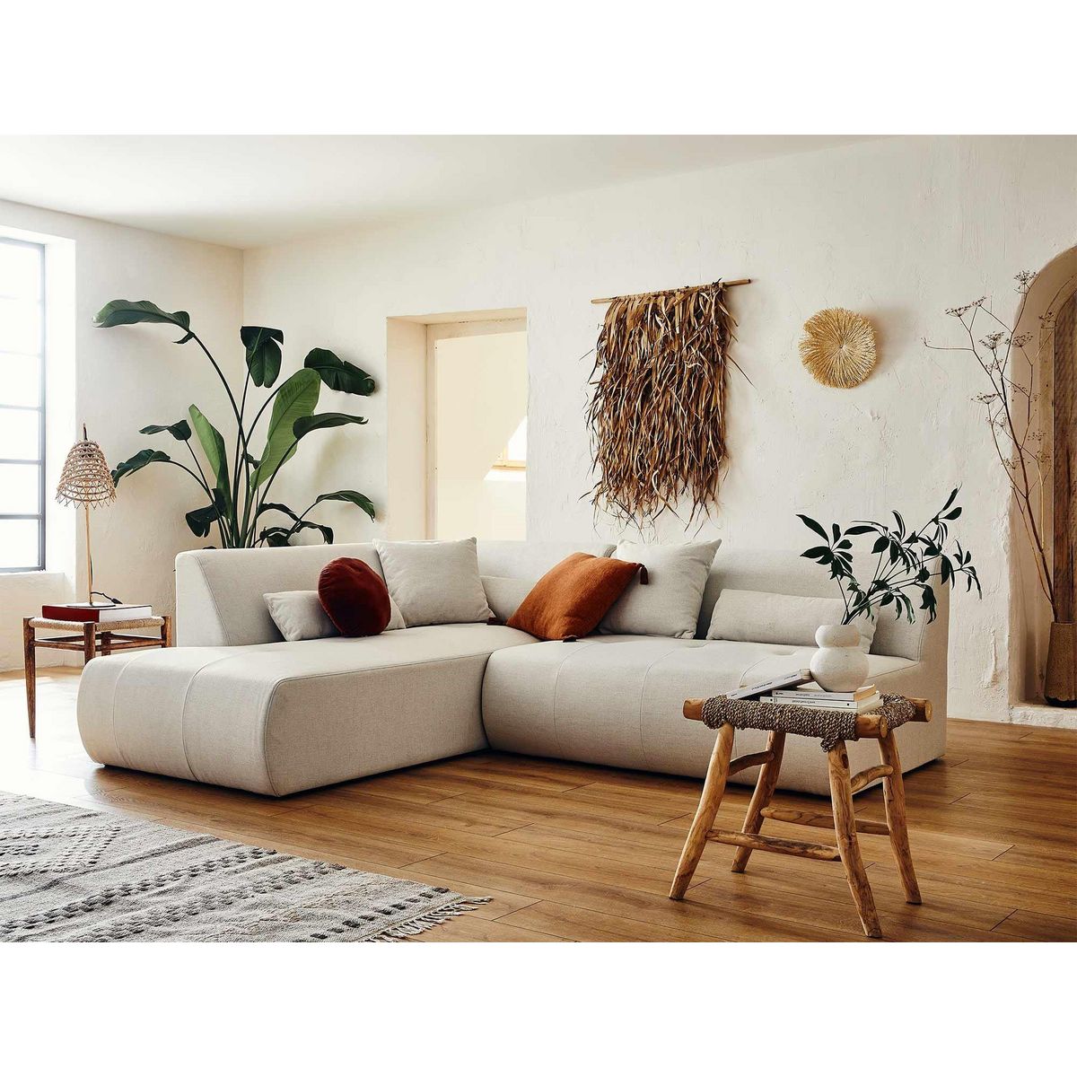 LISA DESIGN Onyx - canapé modulable d'angle gauche 5 places - en tissu