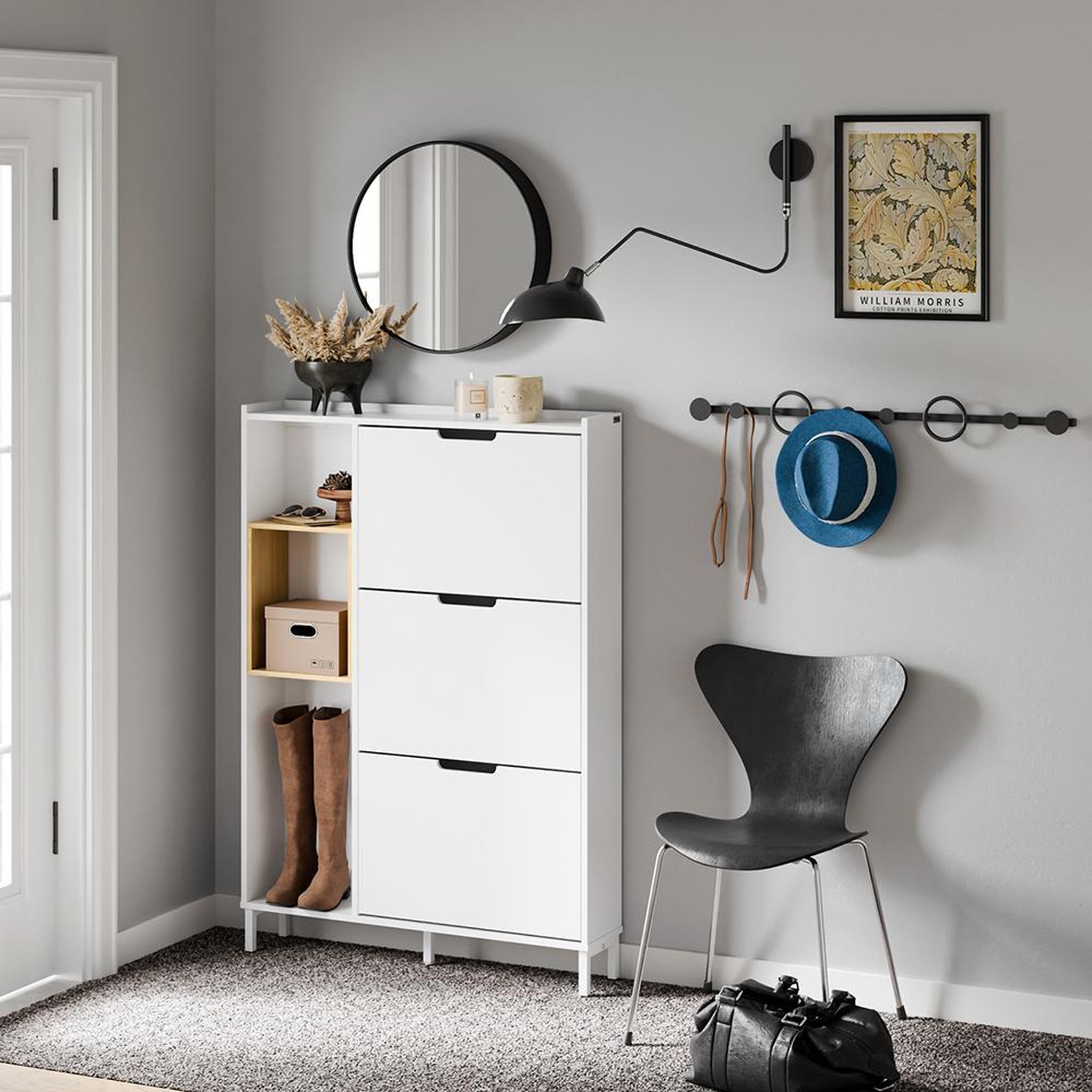 Voir la diapositive 4 : SOBUY SoBuy - Meuble À Chaussures 3 portes - Blanc - 87x90x129.5cm - Minimaliste - FSR209-NW
