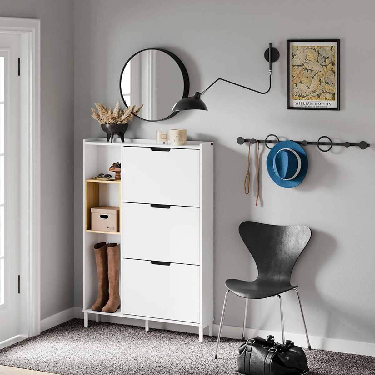 SOBUY SoBuy - Meuble À Chaussures 3 portes - Blanc - 87x90x129.5cm - Minimaliste - FSR209-NW