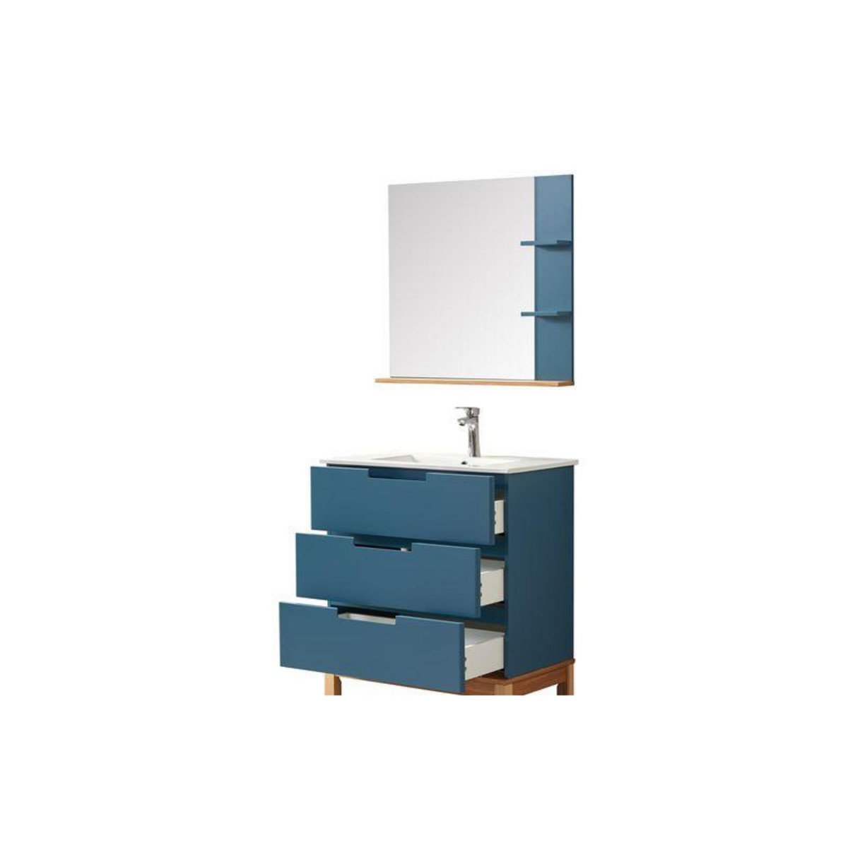 WILSA Ensemble de salle de bain bleu 80 cm