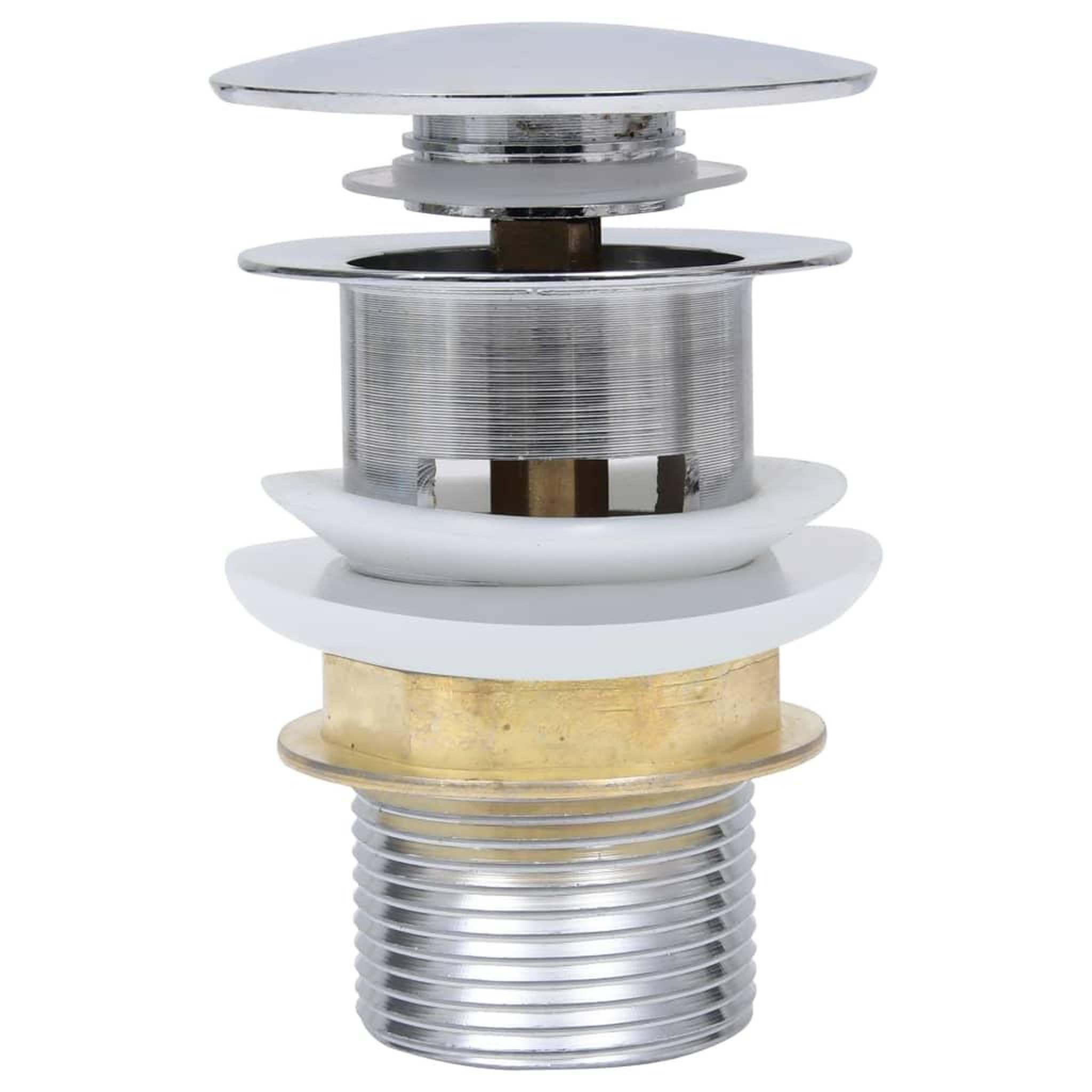 Voir la diapositive 3 : VIDAXL Drain a poussoir sans debordement Argente 6,4x6,4x9,1 cm