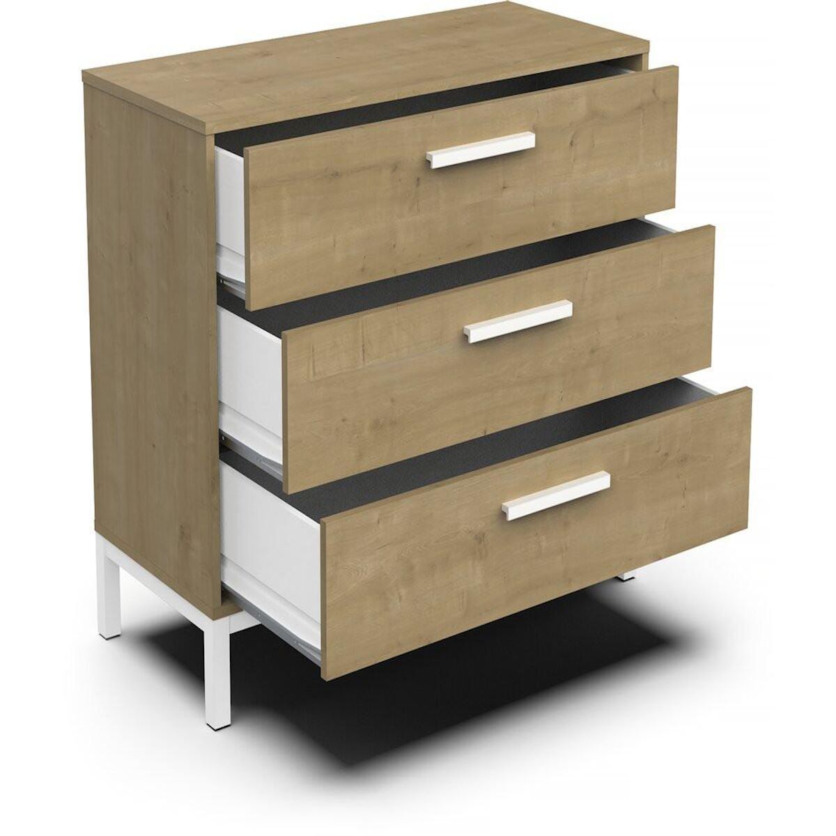 Habitat et Jardin Commode  CRAFT  - Bois - 3 tiroirs - Marron/Blanc