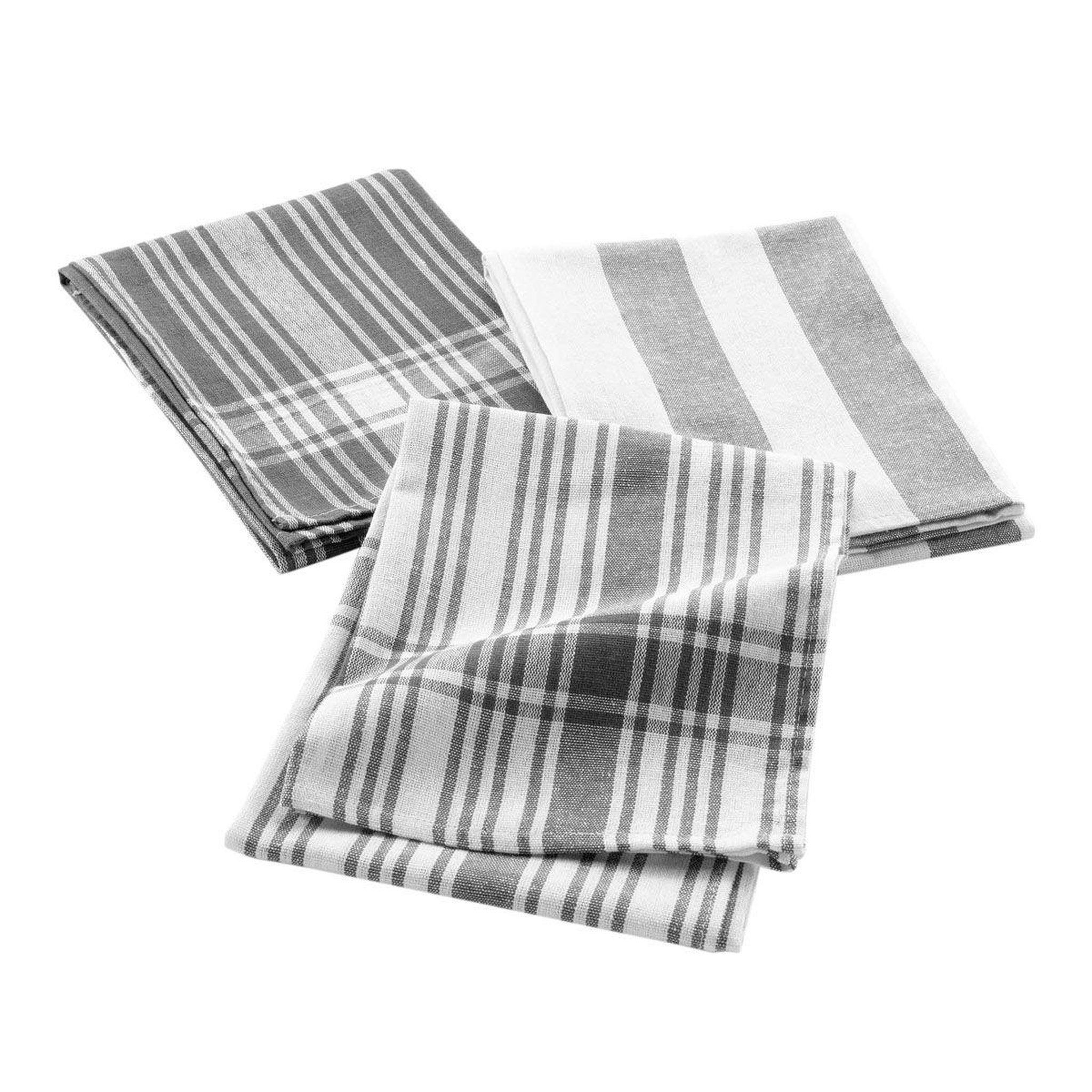 Douceur d'Intérieur Lot de 3 torchons  bayado  50x70cm anthracite
