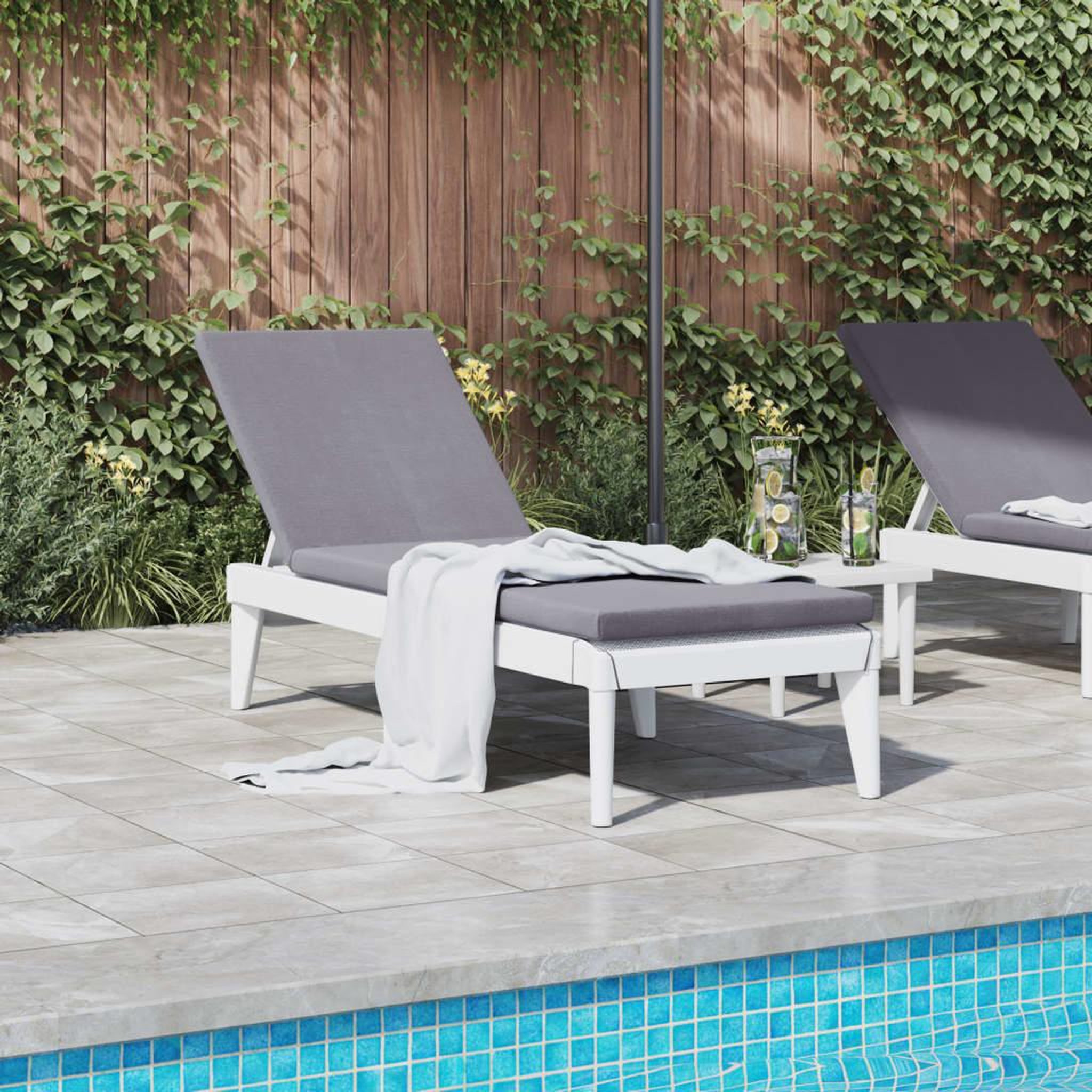 Voir la diapositive 3 : VIDAXL Chaise longue blanc 186x60x29 cm PP