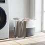 Voir la diapositive 3 : VIDAXL Panier a linge gris et blanc Ø55x36 cm coton