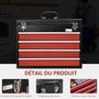 Voir la diapositive 4 : HOMCOM Boite à outils métallique coffret à outils caisse à outils 4 tiroirs + plateau tôle acier rouge noir