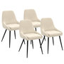 Voir la diapositive 4 : ID MARKET Ensemble table à manger extensible ronde ALIX bois et noir 110-150 cm et 4 chaises THALYA velours beige