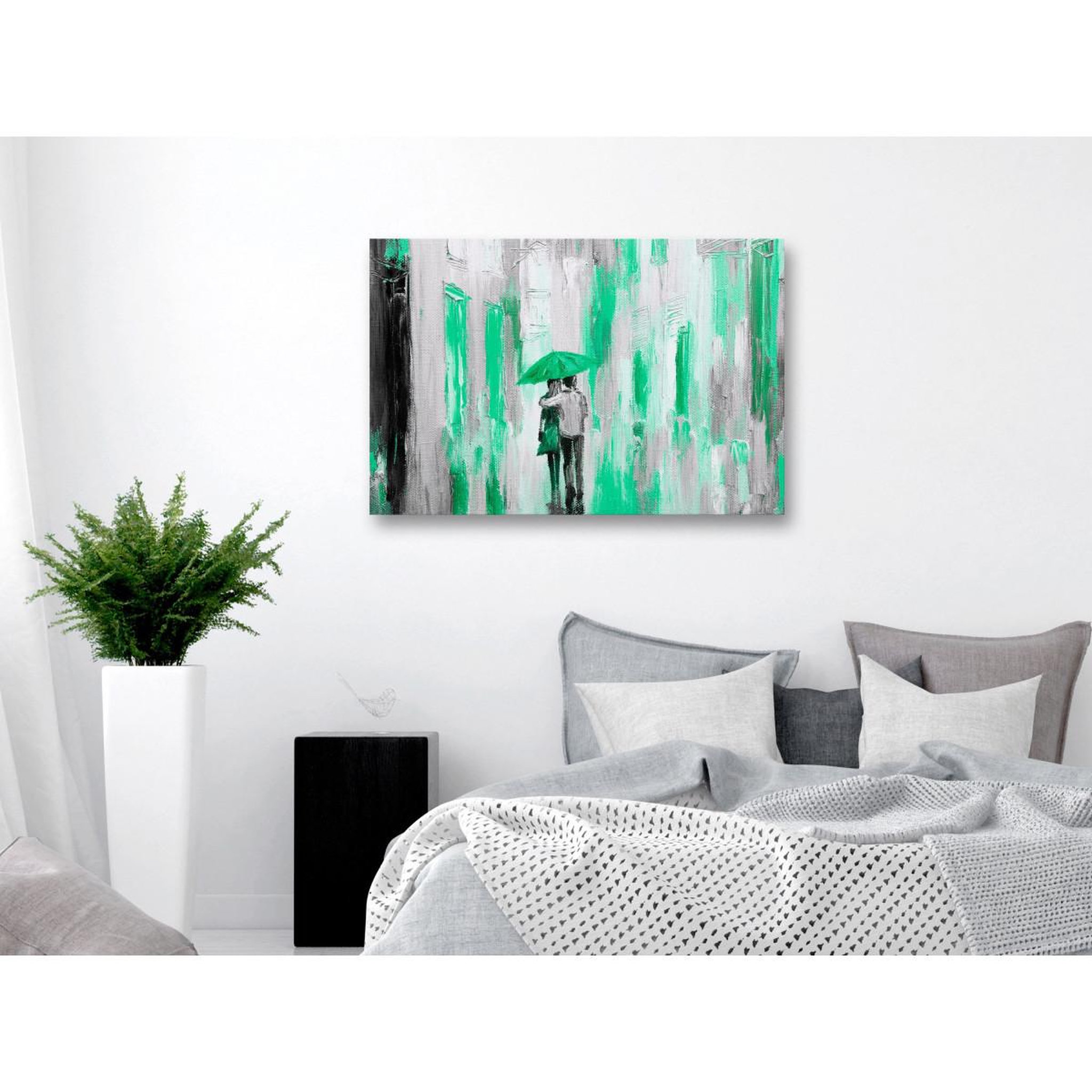 Voir la diapositive 2 : Paris Prix Tableau imprimé  umbrella in love wide green
