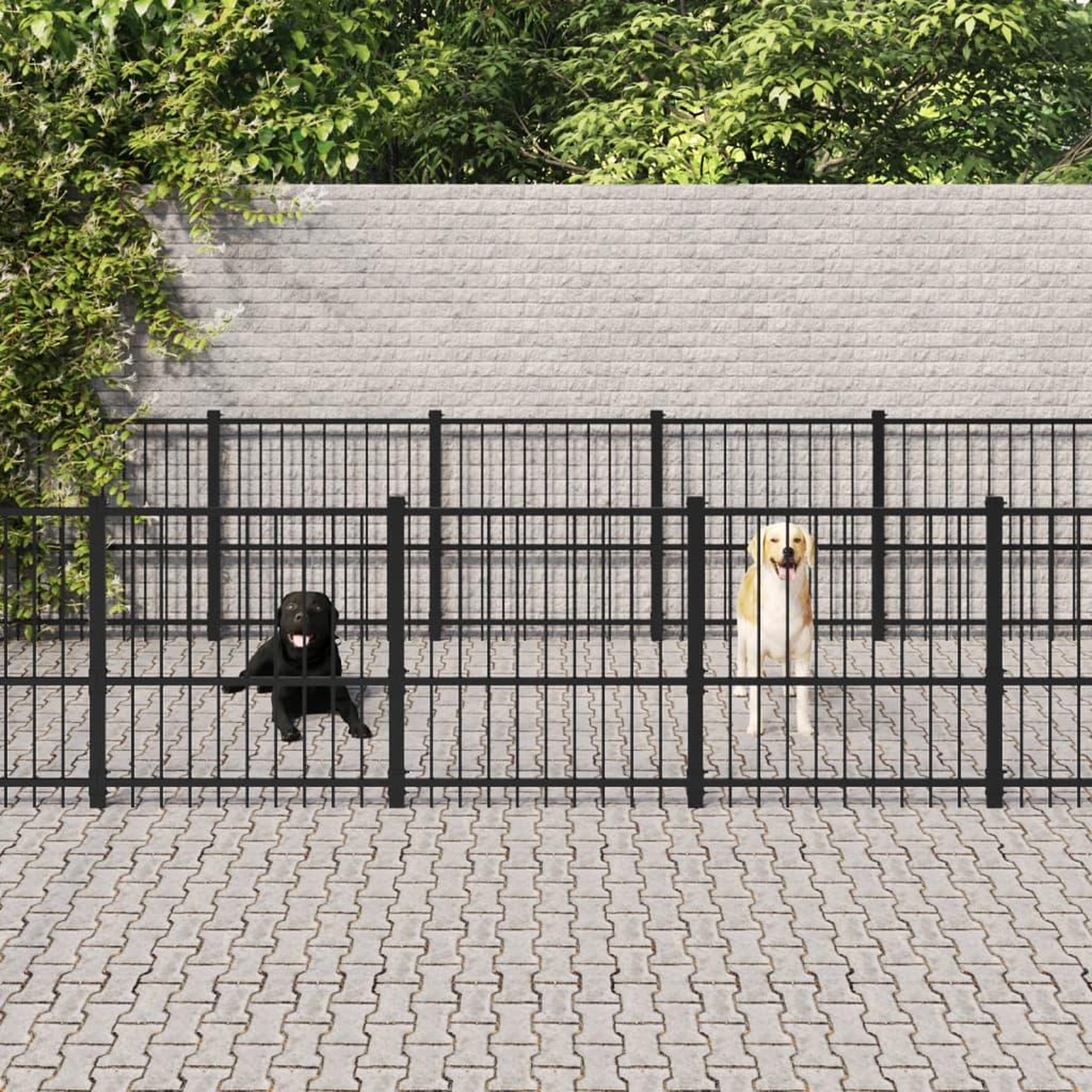 VIDAXL Chenil d'exterieur pour chiens Acier 14,11 m²