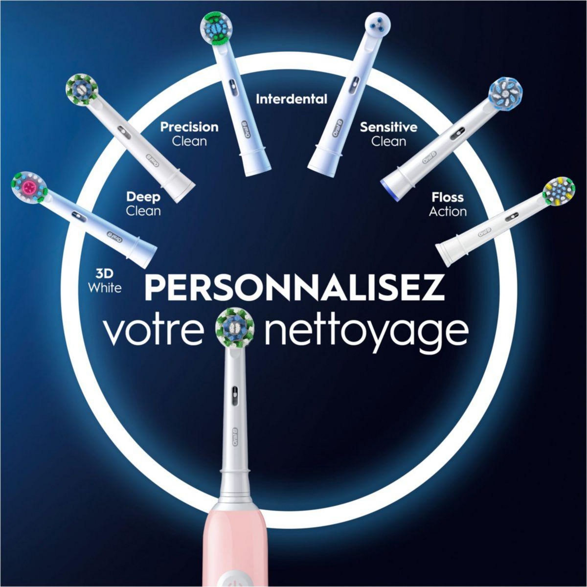 ORAL B Brosse à dents électrique Pro 1 Rose Cross Action + 1 brossette